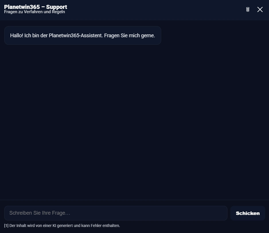 Hilfebereich von Planetwin365 mit Bezeichnungen für Telefon, E-Mail und Chat
